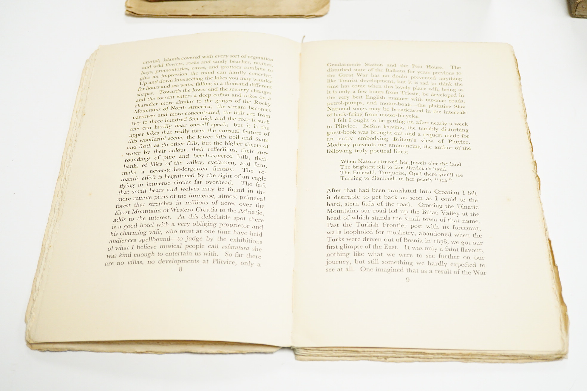 [Green, Frank] - A Journey through Bosnia, Herzegovina, and Dalmatia. half title, correction slip tipped-in; disbound. privately printed at the Chiswick Press, 1928. *inscribed by author on front blank; partly unopened